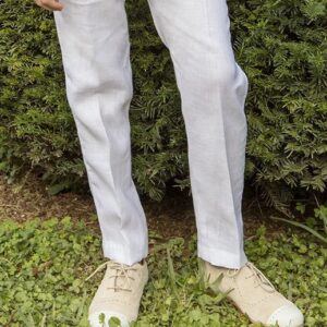 Pantalón de lino ibicenco para niño de comunión con forro de viscosa, fresco y elegante