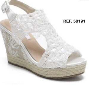 Cuña novia ibicenca brillante talla 38 con gel, talón ajustable y estilo playa elegante