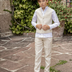 Pantalón lino arena niño comunión elegante fresco ceremonia ibicenca
