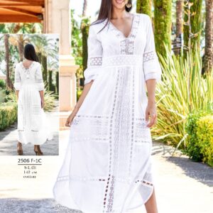 vestido ibicenco túnica blanco mangas amplias verano