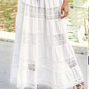 Falda blanca ibicenca puntillas bajo ajustable estilo hobo