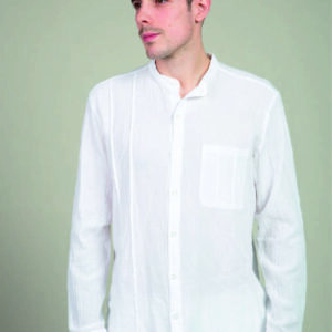 Camisa algodon con jaretas de algodon y manga larga para lucir en las noche veraniegas junto al mar balear