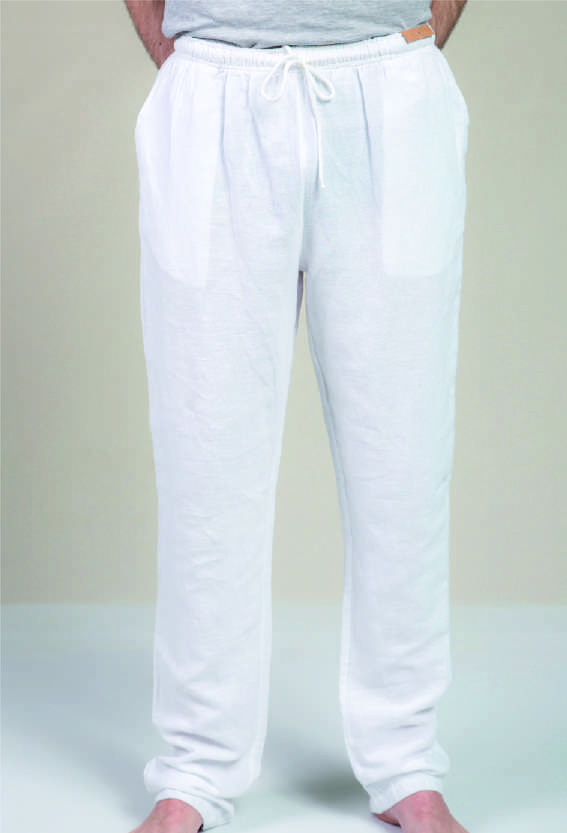 Pantalón blanco ibicenco con cordón, corte recto y estilo fresco